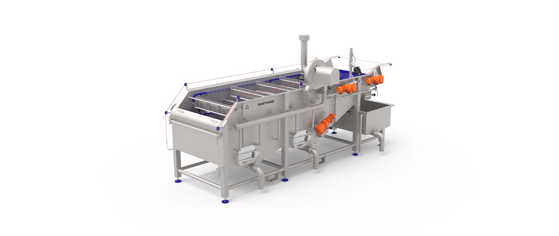 FWBC-3000MG : Fruit washing machine with brushers and openable grinder 3000  kg/hour